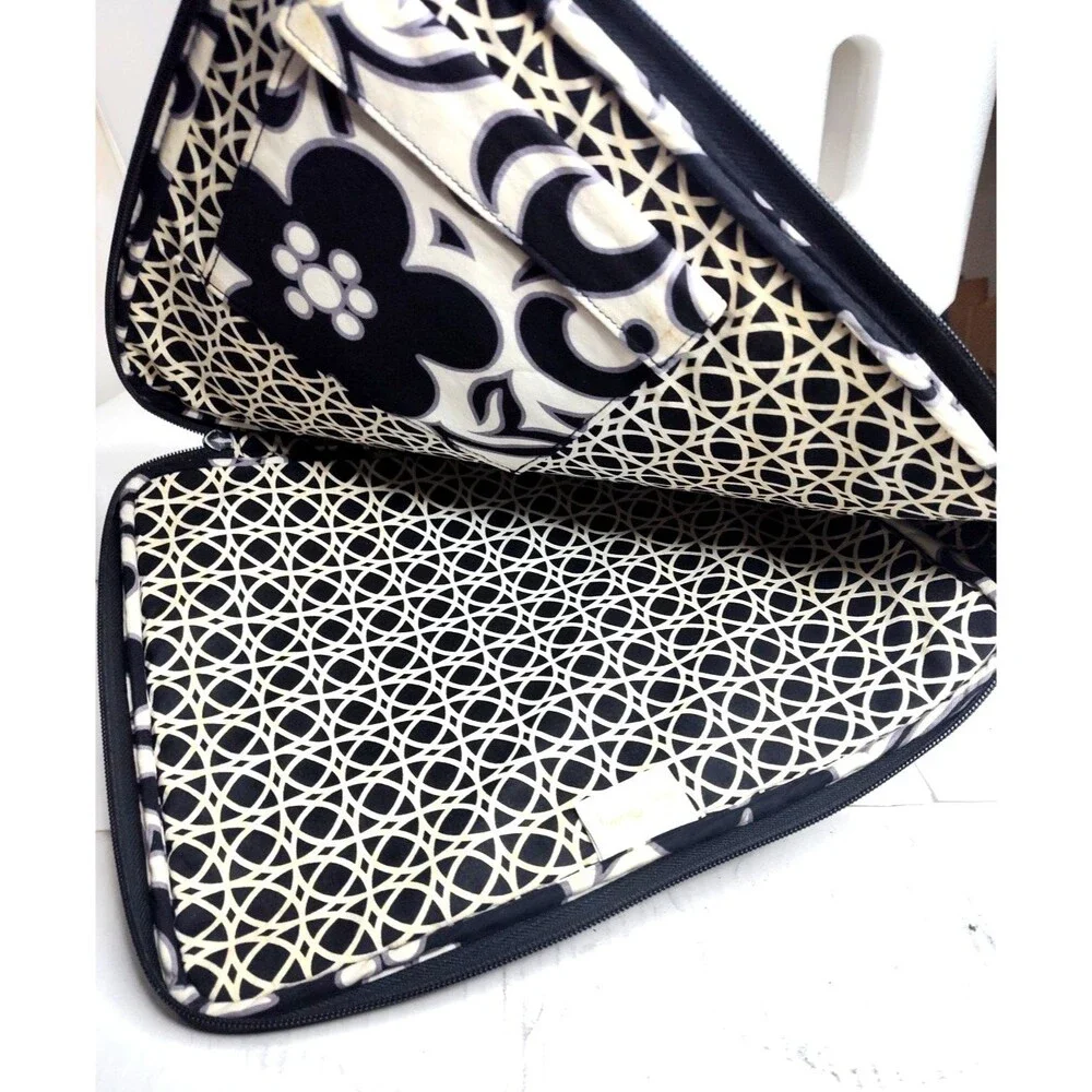 Vera Bradley Night and Day Retired Quilted Laptop Portfolio Case Black  & White
